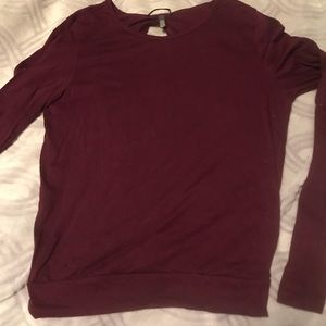 Plum long sleeve top with open back